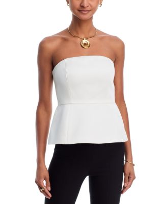York Satin Strapless Peplum Top