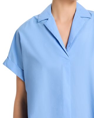 Poplin Collar Short Sleeve Pullover Top