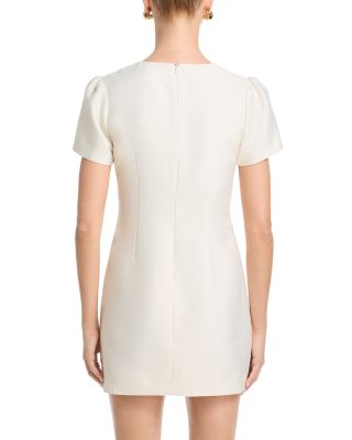 Structured Taffeta V Neck Short Sleeve Mini Dress