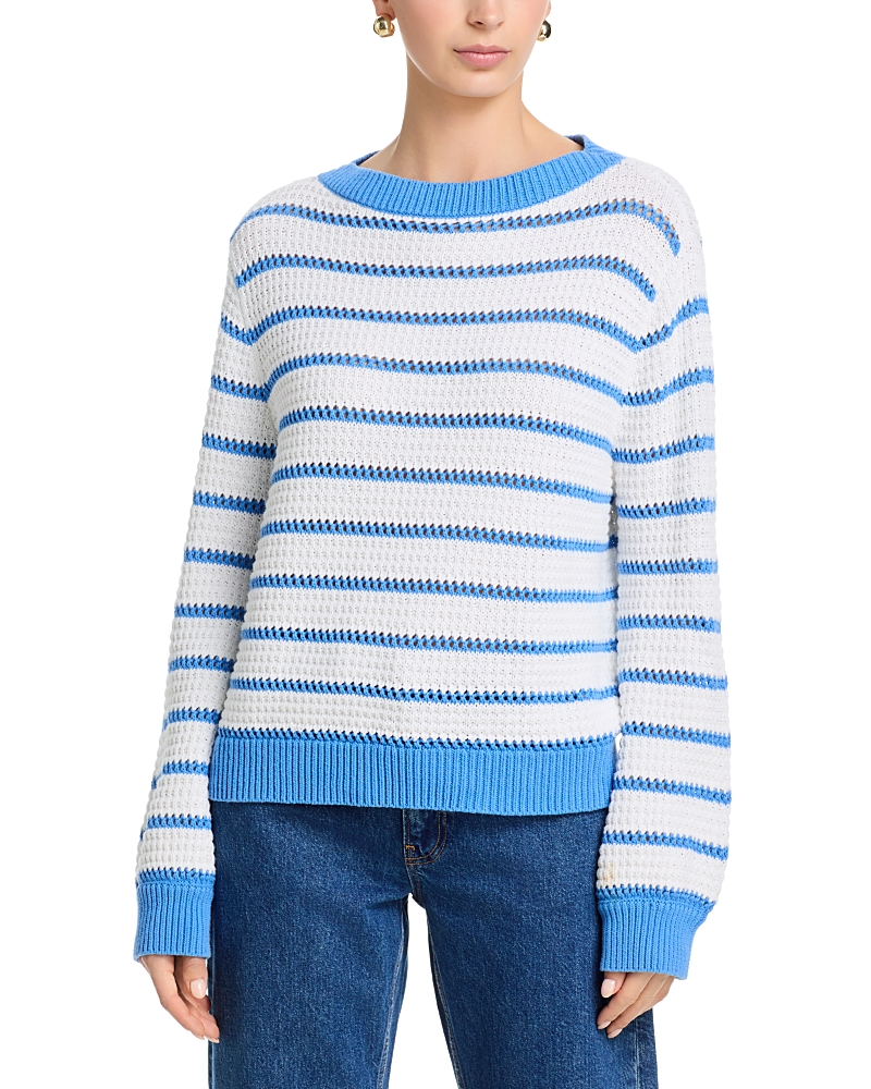 French Connection Teddy Knit Open Stripe Boat Neck Sweater