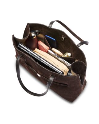 Large Suede Lounge Tote in Dark Brown