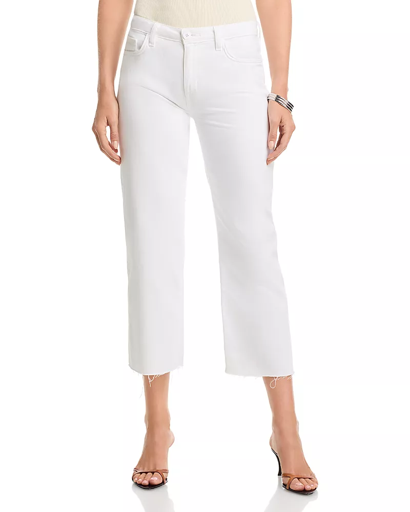 L'Agence Wanda High Rise Crop Wide Leg Jeans in Blanc