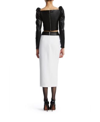  Puff Sleeve Leather Top