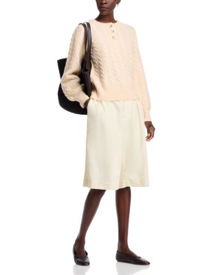 Quarter Placket Cable Knit Sweater