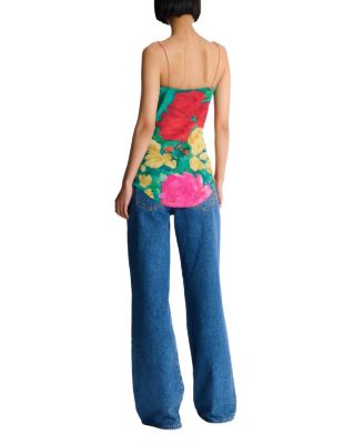  Printed Crepe De Chine Top with Thin Straps