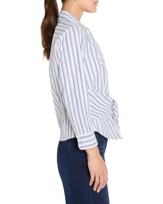 Striped Iconic Tie Front Top