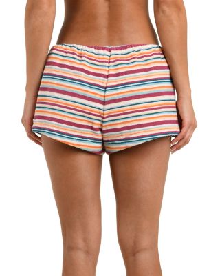Amiya Watercolor Stripe Swim Cover-Up Shorts 