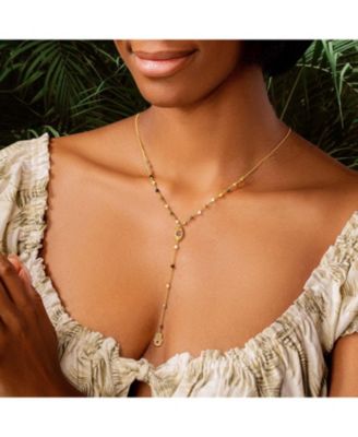  Benevolent Spirit - Tourmaline Evil Eye Hamsa Lariat Necklace