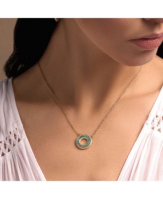  Elevated Existence Turquoise Karma Circle Gold Necklace