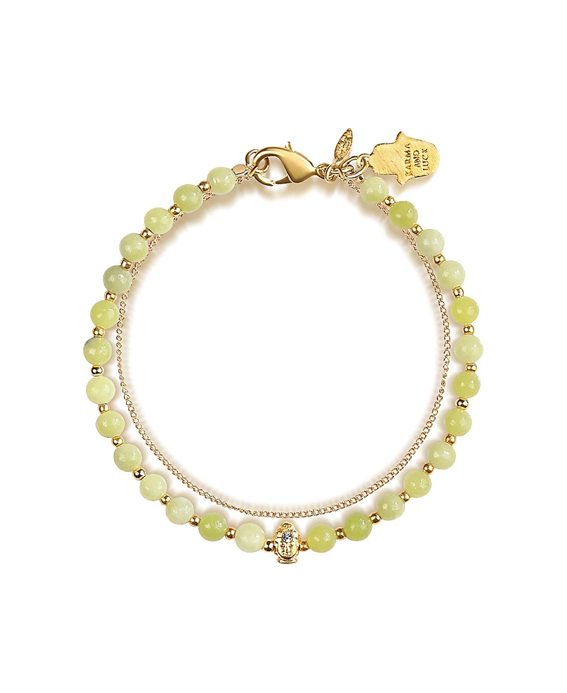 Karma and Luck Enlightened Soul Buddha Jade Gold Chain Bracelet