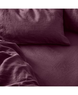 Linen Blend Fitted Sheet, Queen