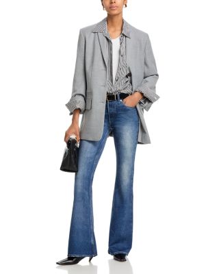 Miramar Ponte Dahlia Mid Rise Kick Flare Leg Jeans in Cosmo