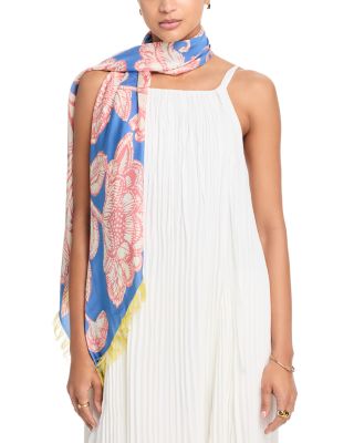 Block Floral Oversized Silk Scarf