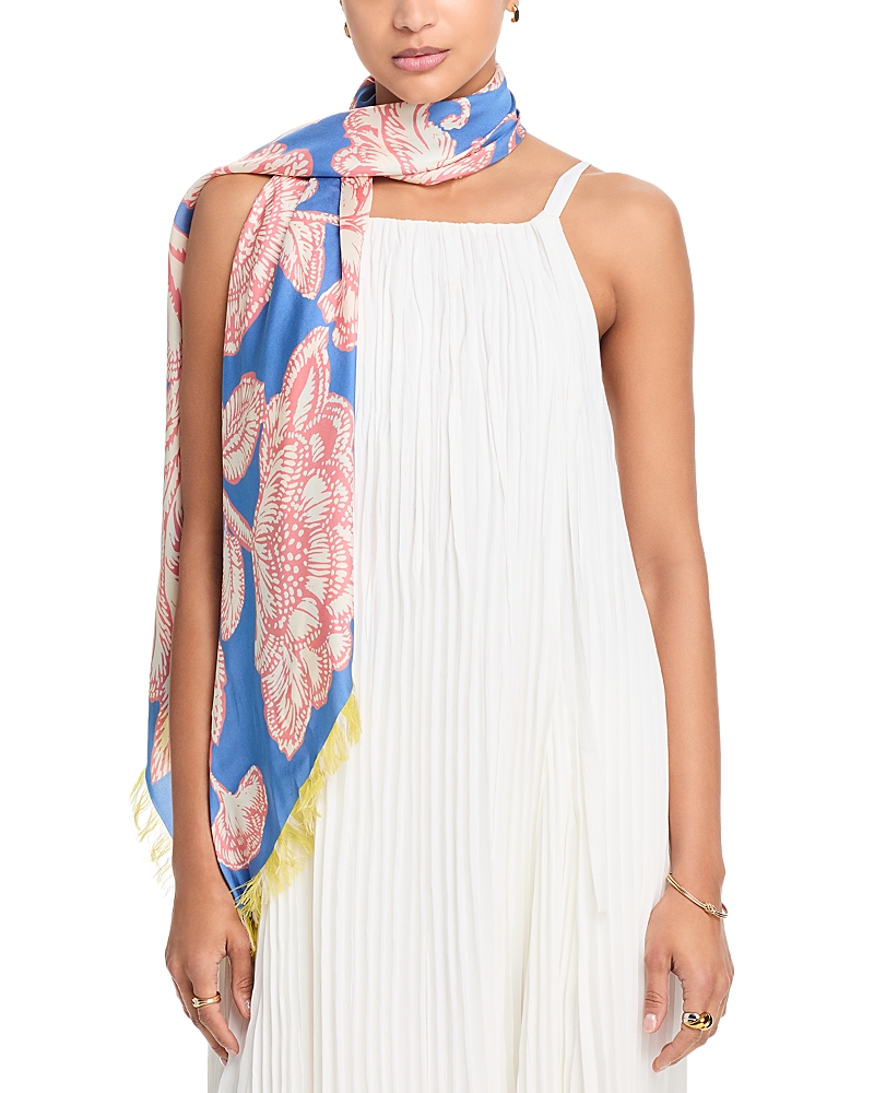 Echo Block Floral Oversized Silk Scarf