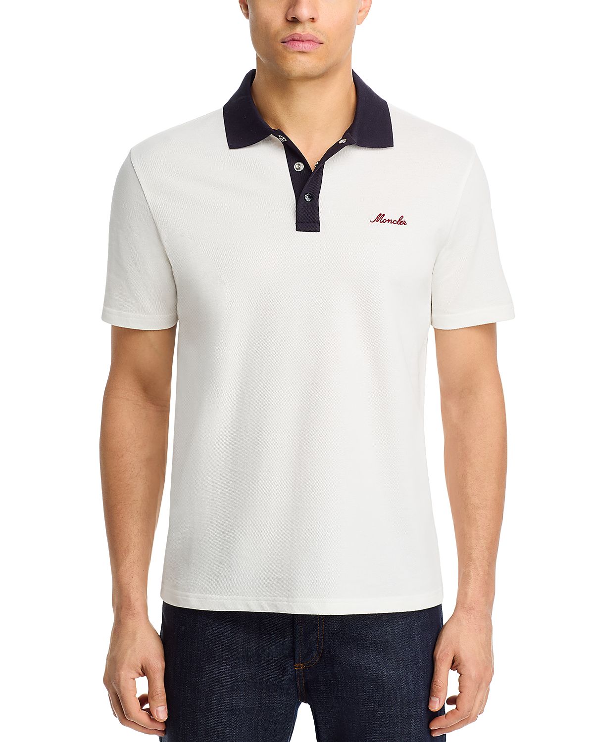 Moncler Embroidered Logo Cotton Pique Polo Shirt