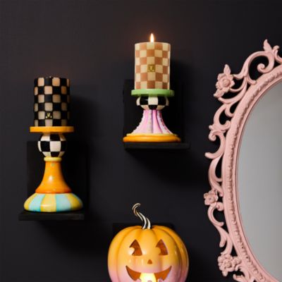 Mocha Check 4" Pillar Candle