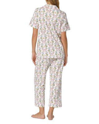 Pink Short Sleeve Classic Stretch Jersey Cropped Pajama Set