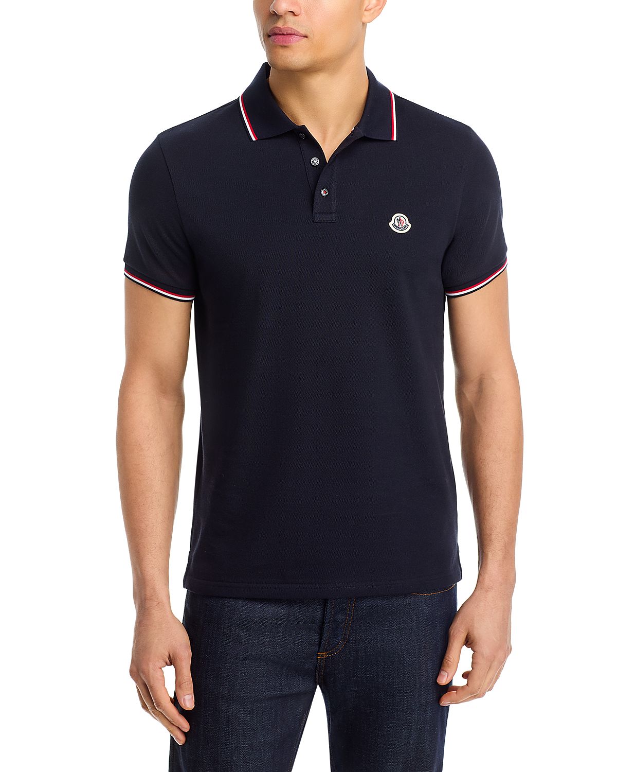Moncler Tricolor-Trimmed Cotton Piquet Polo Shirt