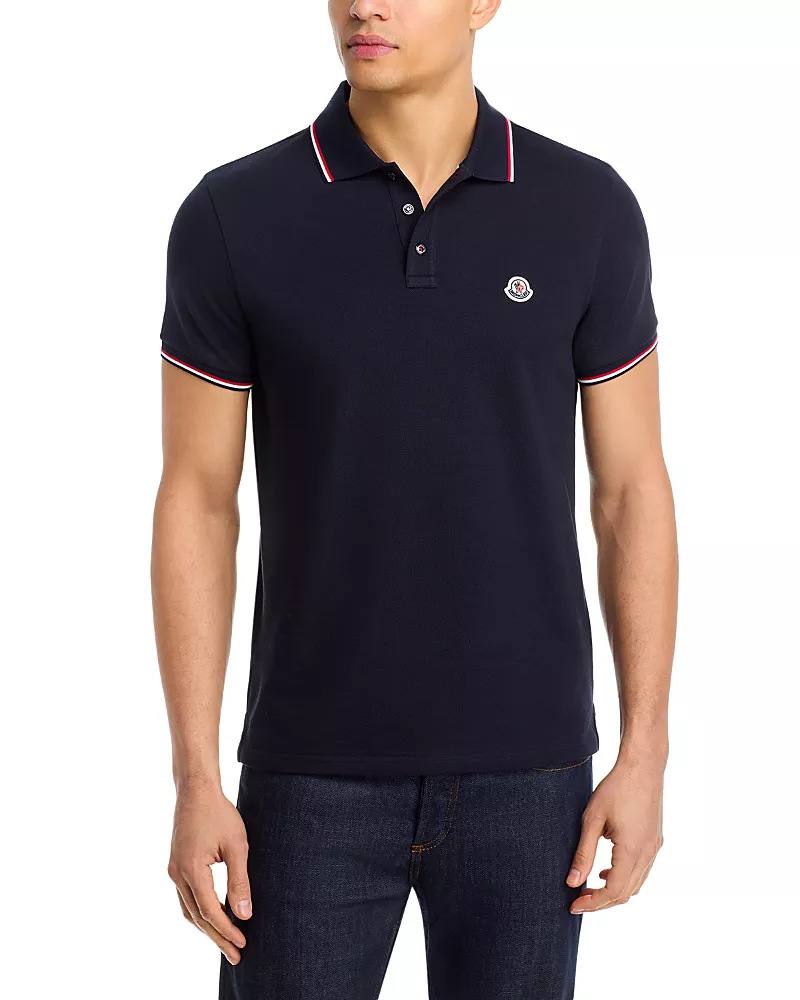 Moncler Tricolor-Trimmed Cotton Piquet Polo Shirt