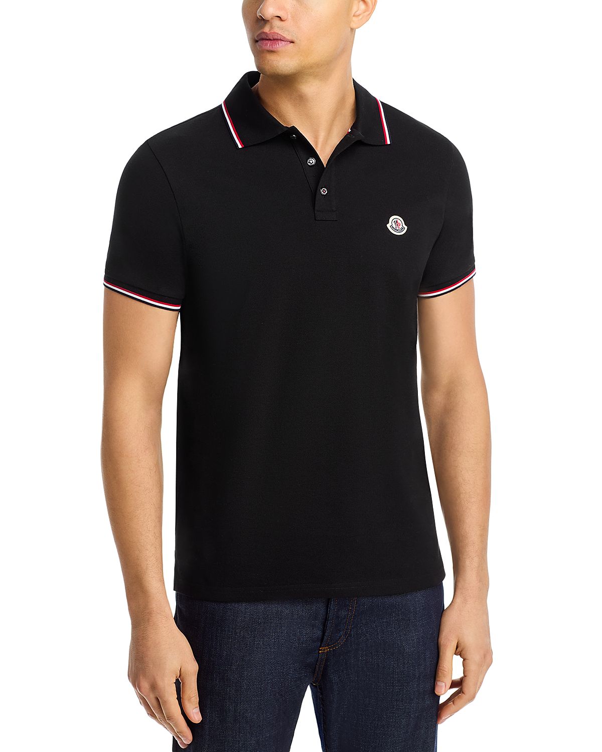 Moncler Tricolor-Trimmed Cotton Piquet Polo Shirt