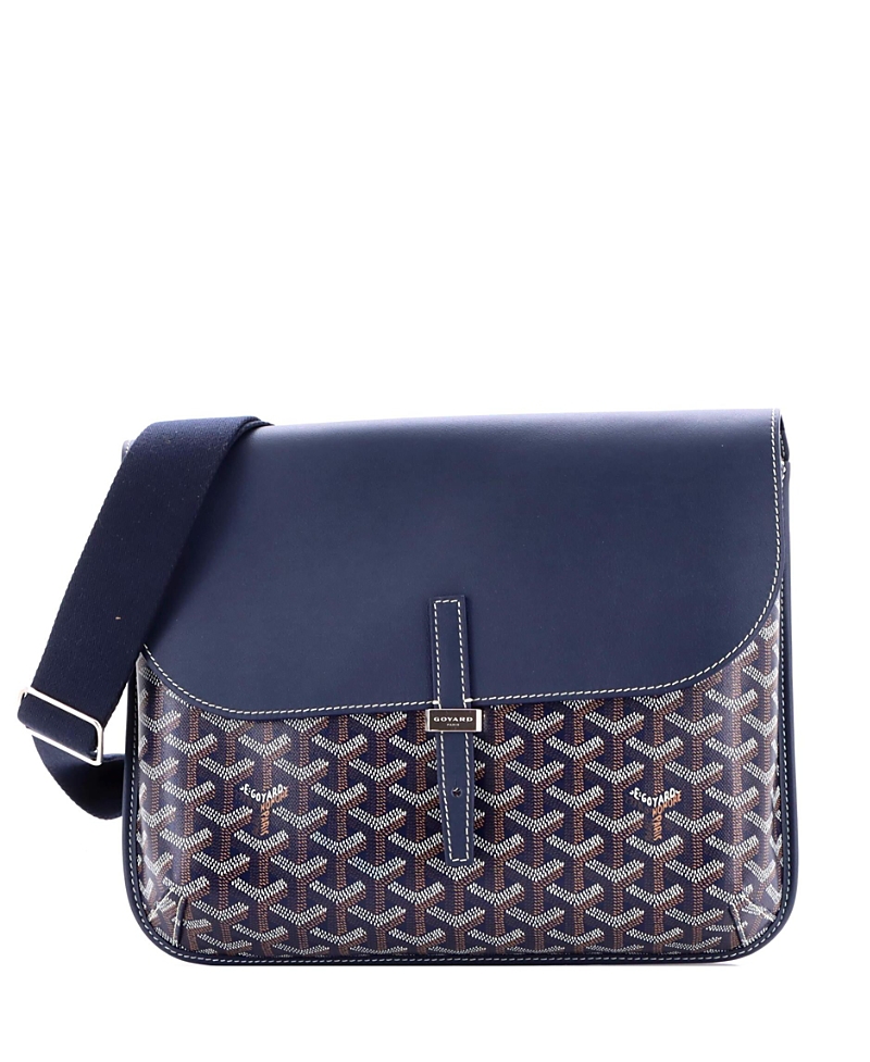Pre-owned Pre-owned Goyard Goyard Coursier Messenger Bag Coated Canvas And Leather In Blue