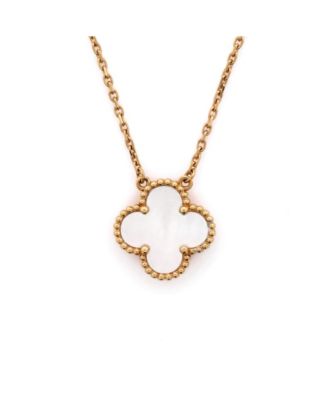  Vintage Alhambra Pendant Necklace 18K Gold and Mother of Pearl, 14.5 - 16.25"