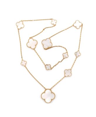  Magic Alhambra 11 Motifs Long Necklace 18K Gold and Mother of Pearl, 34"