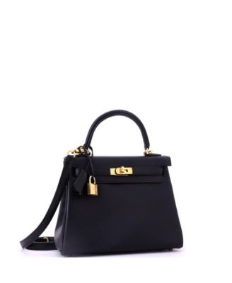 Kelly 25 Handbag Black Swift with Gold Hardware