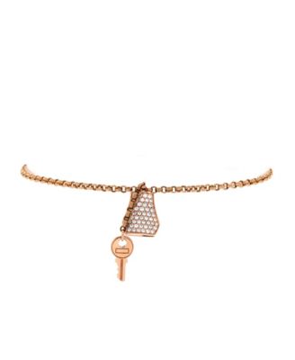Small Kelly Clochette Chain Bracelet 18K Rose Gold with Pave Diamonds