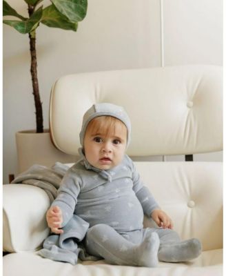 Unisex Velour Leaf Pattern Collection Footie + Bonnet - Baby