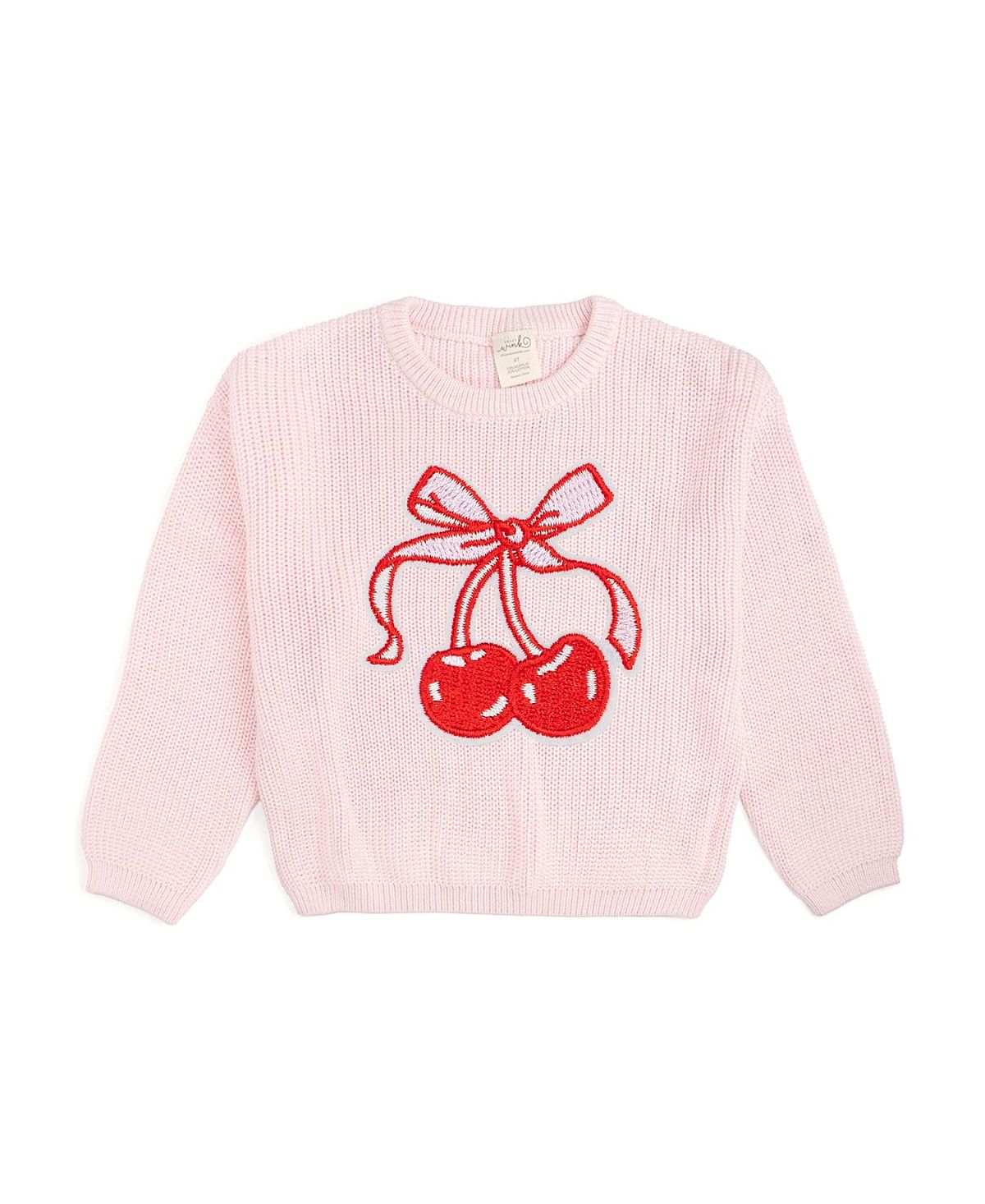 Sweet Wink Girls' Cherry Coquette Knit Sweater- Baby, Little Kid