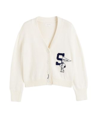  Women's Cotton Snoopy Varsity Cardigan