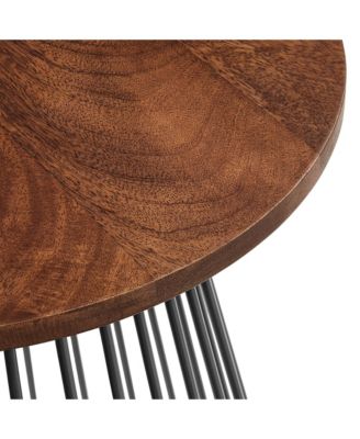  Valeo Round Wood and Metal Side Table