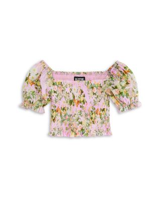 Girls' Marlee Smocked Floral Puff Sleeve Top - Big Kid