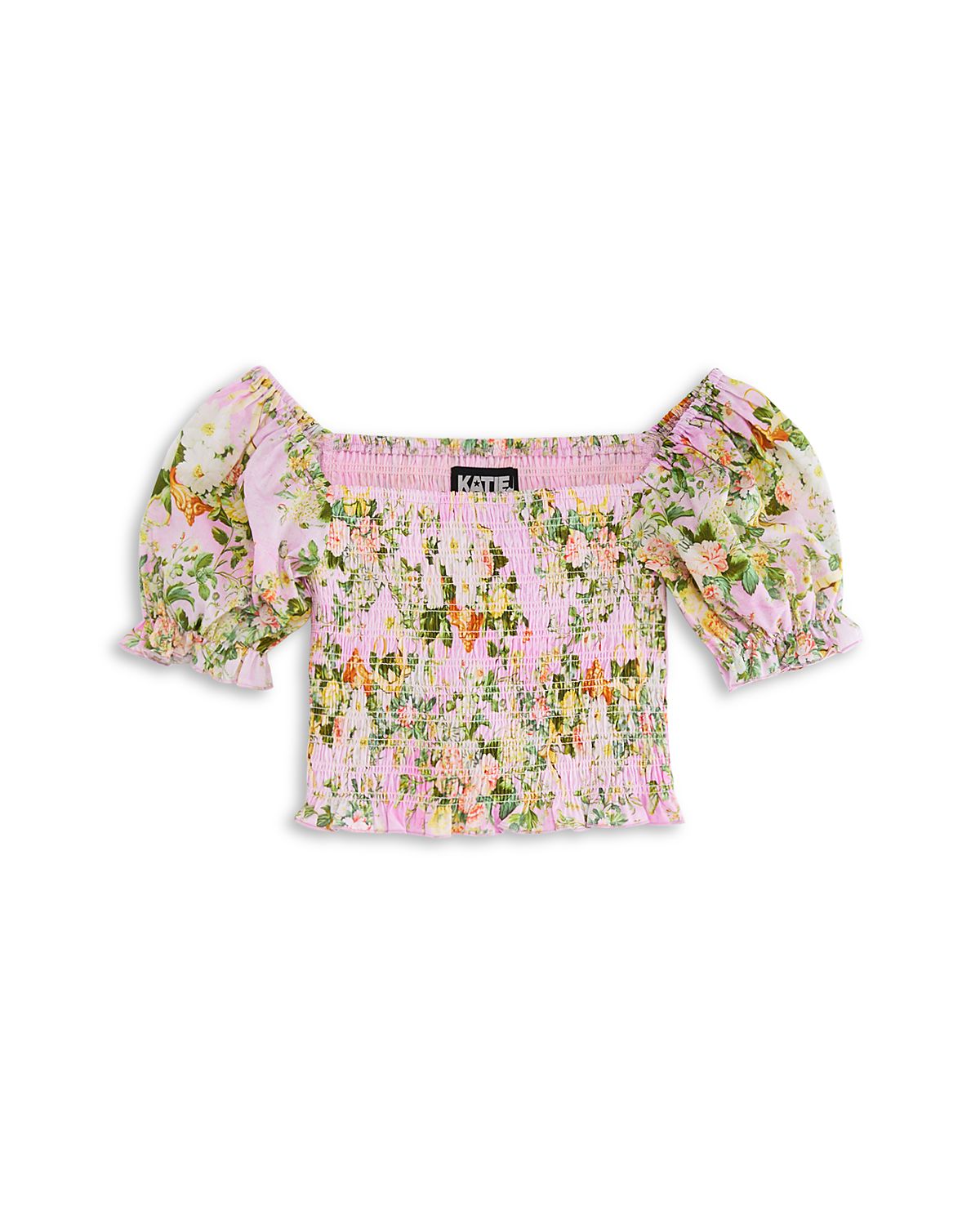 KatieJnyc Girls' Marlee Smocked Floral Puff Sleeve Top - Big Kid