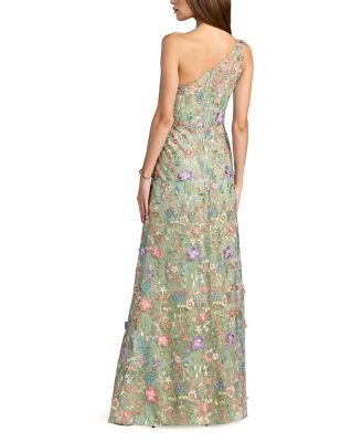  One Shoulder Lace Embroidered Gown
