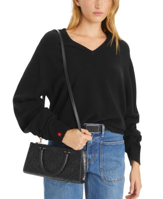 T Monogram Embossed East/West Tote