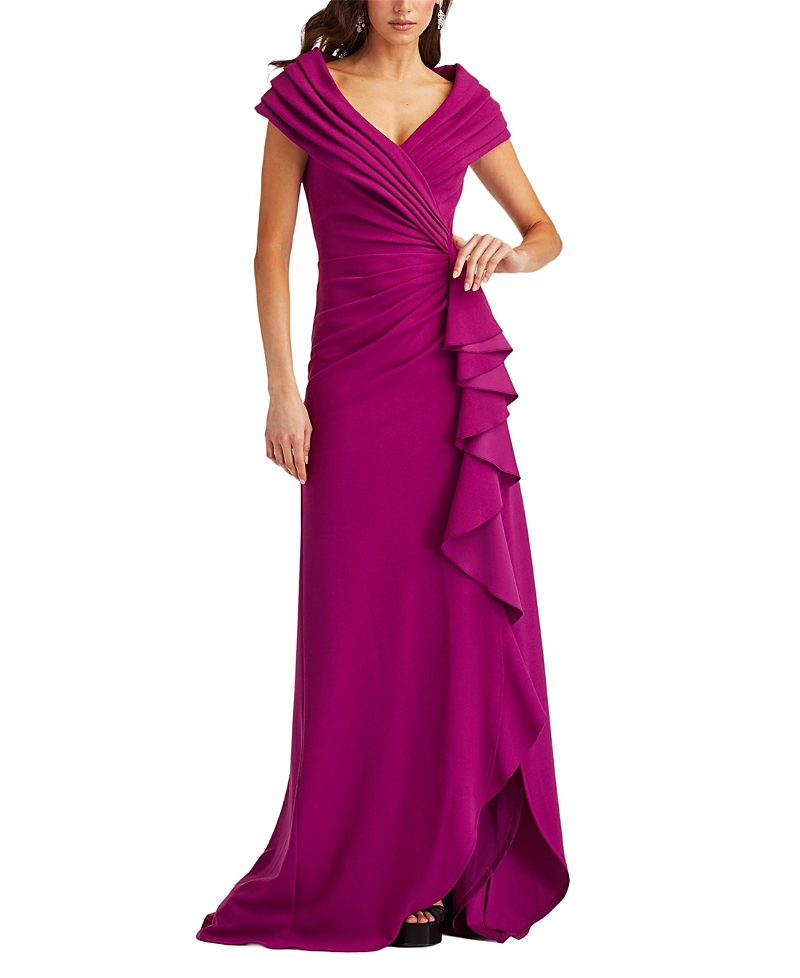 Tadashi Shoji Talise Waterfall Flounce Gown
