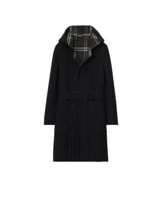 Reversible Wool Hooded Wrap Coat