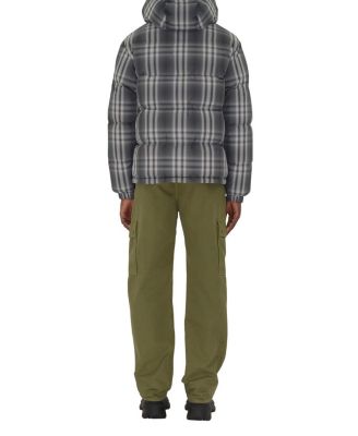 Ombre Check Hooded Puffer Jacket