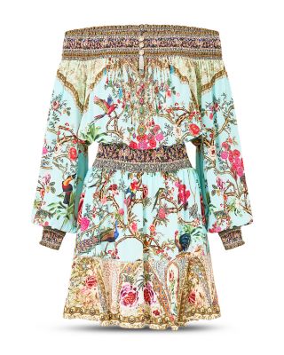 Silk Off The Shoulder Mini Dress