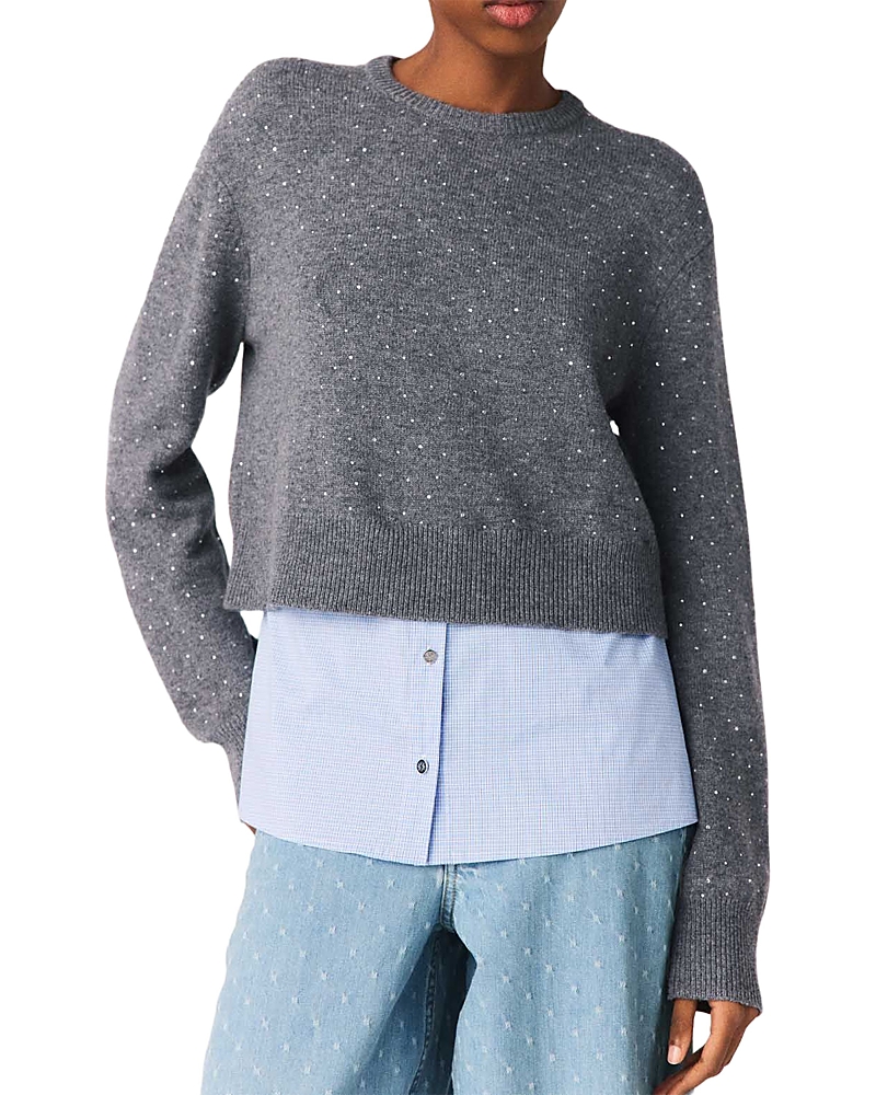 Maje Rhinestone 2-in-1 Sweater