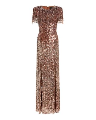 Eugenie Sequin Fringed Maxi Dress