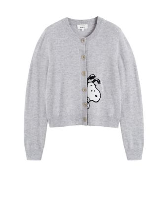  Women's Wool-Cashmere Sneeky Snoopy Cardigan