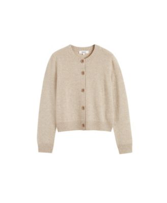 Women s Wool-Cashmere Cropped Crewneck Cardigan
