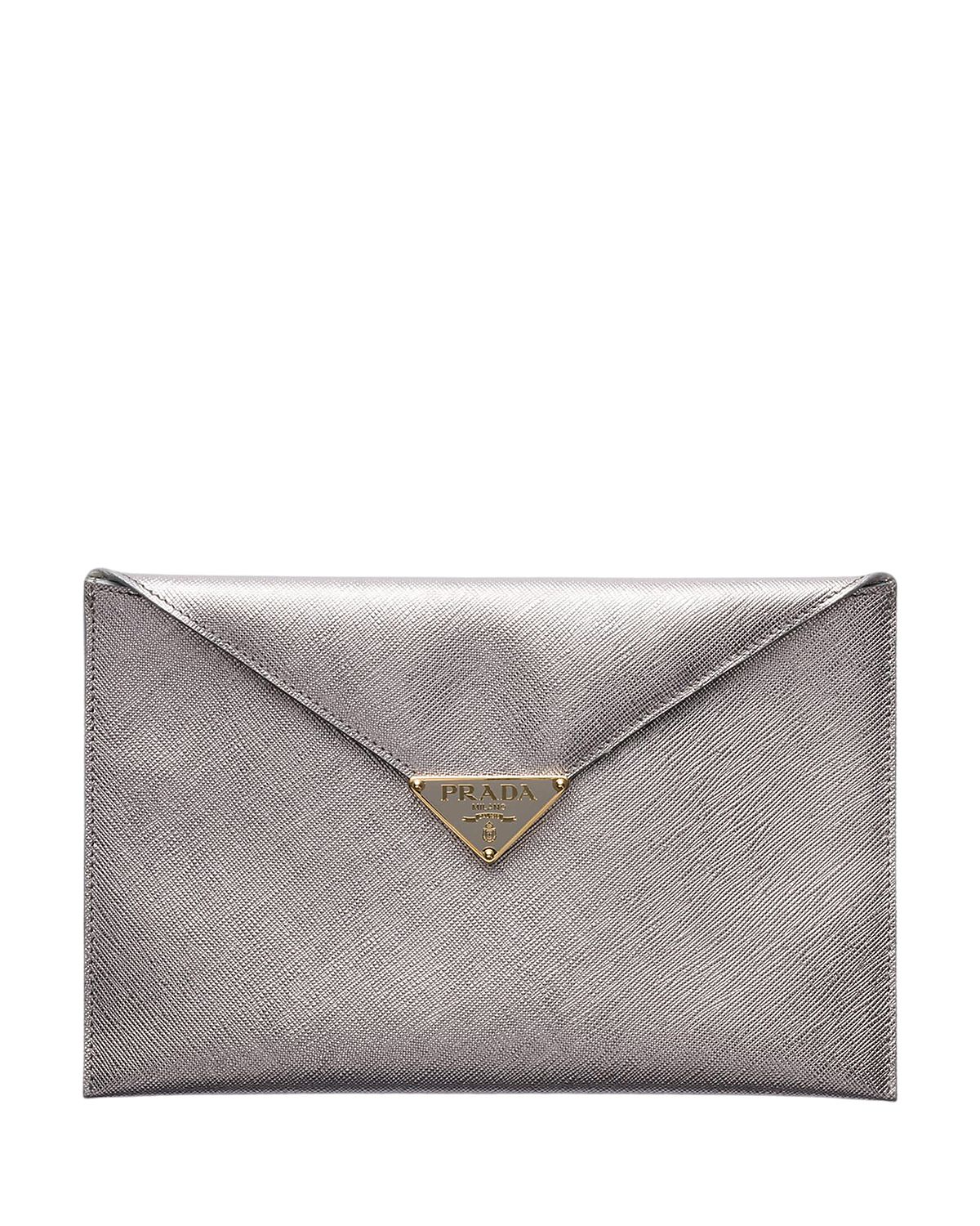 Prada Saffiano Leather Envelope Clutch