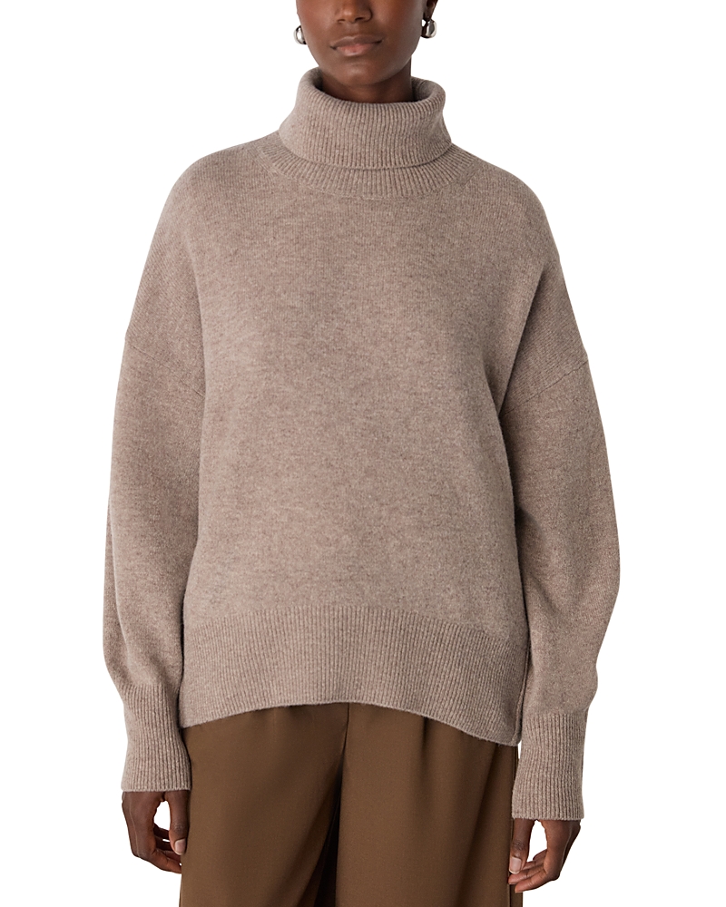 Whistles Roll Neck Curved Hem Wool Knit Sweater