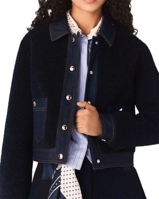  Boucl&eacute; & Denim Detail Jacket