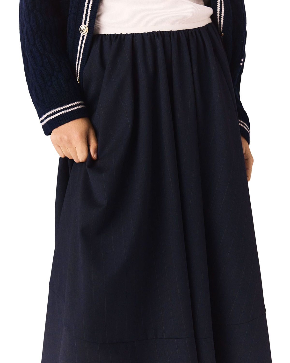 Striped Tailored Midi Skirt thumbnail 5
