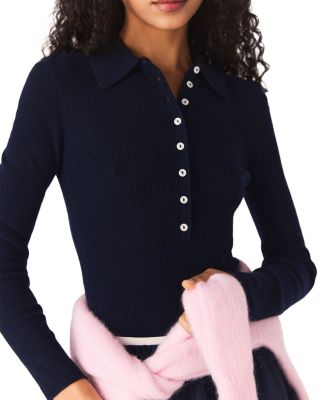 Ribbed Polo Sweater